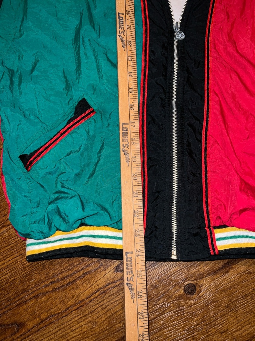 90s Rare Nike Air Jordan Black Red Green Bomber Zip Up Nylon Jacket Size XL - Picture 14 of 14